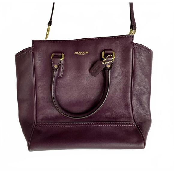 Coach Women's Leather Satchel Bag in Dark Purple - Picture 1 of 10